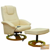 Vid masszázsfotel lábtartóval, krémszínű