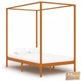 VID mézbarna tömör fenyőfa baldachinos ágykeret 120 x 200 cm