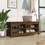 VID mézbarna tömör fenyőfa cipőtároló pad 110 x 38 x 45,5 cm