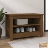 VID mézbarna tömör fenyőfa cipőtároló pad 70x38x45,5 cm