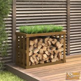 VID mézbarna tömör fenyőfa kültéri rönktároló 108 x 52 x 74 cm