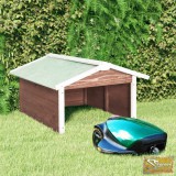 VID mokka és fehér színű fenyőfa robotfűnyíró-tároló 72x87x50 cm