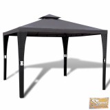 VID polyrattan kerti pavilon sötétszürke tetővel 3 x 3 m