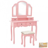 VID rózsaszín császárfa fésülködőasztal-szett ülőkével 100x40x146cm
