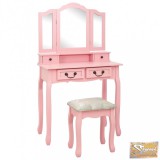 VID rózsaszín császárfa fésülködőasztal-szett ülőkével 80x69x141 cm