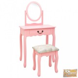 VID rózsaszín császárfa mdf fésülködőasztal ülőkével 65x36x128 cm