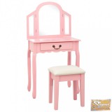 VID rózsaszín császárfa mdf fésülködőasztal ülőkével 65x36x128 cm