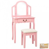 VID rózsaszín császárfa mdf fésülködőasztal ülőkével 65x36x128 cm