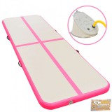 VID rózsaszín pvc felfújható tornaszőnyeg pumpával 300x100x10 cm