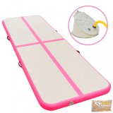 VID rózsaszín pvc felfújható tornaszőnyeg pumpával 600x100x10 cm