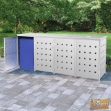 VID rozsdamentes acéltároló négy gurítható szemeteskukához 240 l