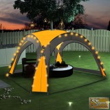 VID sárga rendezvénysátor led-del és 4 oldalfallal 3,6x3,6x2,3 m