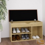 VID sonoma tölgy forgácslap cipőtároló pad párnával 80 x 30 x 47 cm