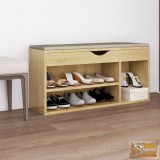 VID sonoma tölgy színű cipőtároló pad párnával 104 x 30 x 49 cm