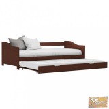 VID sötétbarna fenyőfa kihúzható kanapéágy keret 90 x 200 cm