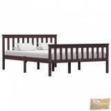 VID sötétbarna tömör fenyőfa ágykeret 140 x 200 cm