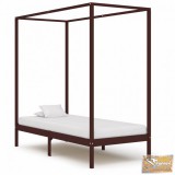 VID sötétbarna tömör fenyőfa baldachinos ágykeret 90 x 200 cm
