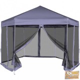 VID sötétkék, hatszög alakú pavilon 6 db oldalfallal 3,6 x 3,1 m