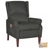 VID sötétszürke bársony dönthető masszázsfotel