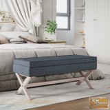 VID sötétszürke bársony tárolóülőke 110 x 45 x 49 cm