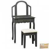 VID szürke császárfa mdf fésülködőasztal ülőkével 65x36x128 cm