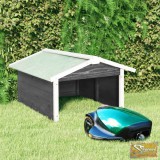 VID szürke és fehér fenyőfa robotfűnyíró-tároló 72 x 87 x 50 cm