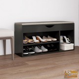 VID szürke forgácslap cipőtároló pad párnával 104 x 30 x 49 cm