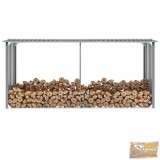 VID szürke horganyzott acél kerti tűzifatároló 330 x 92 x 153 cm