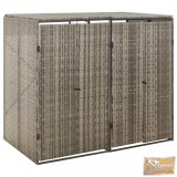 VID szürke polyrattan dupla kerekeskuka tárolófészer 140x80x117 cm