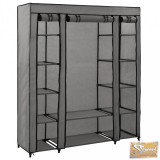 VID szürke szövet ruhásszekrény tárolórekeszekkel 150 x 45 x 176 cm