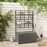 VID szürke tömör akácfa rácsos tárolóláda 99 x 50 x 160 cm