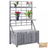 VID szürke tömör akácfa tárolóláda ráccsal 99 x 55 x 160 cm