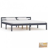 VID szürke tömör fenyőfa ágykeret 160 x 200 cm