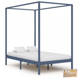 VID szürke tömör fenyőfa baldachinos ágykeret 120 x 200 cm