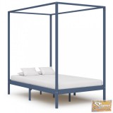 VID szürke tömör fenyőfa baldachinos ágykeret 140 x 200 cm