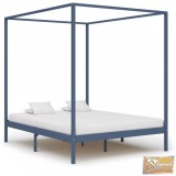 VID szürke tömör fenyőfa baldachinos ágykeret 180 x 200 cm