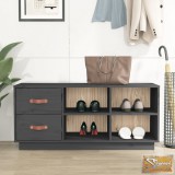 VID szürke tömör fenyőfa cipőtároló pad 100 x 34 x 45 cm