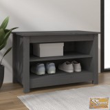 VID szürke tömör fenyőfa cipőtároló pad 70x38x45,5 cm