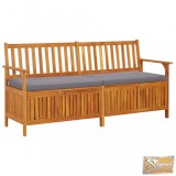 VID tömör akácfa tárolópad párnával 170 cm