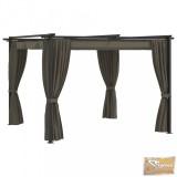 VID tópszínű acél pavilon függönyökkel 3 x 3 m