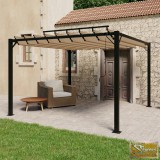 VID tópszínű szövet és alumínium pavilon lamellás tetővel 3 x 3 m