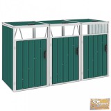 VID zöld acél kukatároló 3 db kukához 213 x 81 x 121 cm
