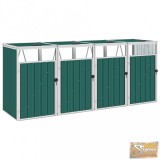 VID zöld acél kukatároló 4 db kukához 286 x 81 x 121 cm