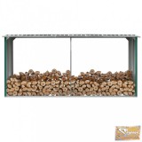 VID zöld horganyzott acél kerti tűzifatároló 330 x 92 x 153 cm