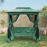 VID zöld szövet és acél kerti pavilon lengőpaddal