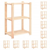 vidaXL 10 db 3-szintes tömör fenyőfa tárolópolc 150 kg 60 x 38 x 90 cm