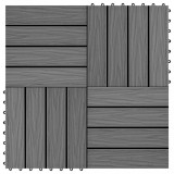 vidaXL 11 db (1 m2) szürke dombornyomott wpc burkolólap 30x30 cm