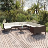 vidaXL 12 részes barna polyrattan kerti ülőgarnitúra párnákkal