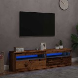 vidaXL 2 db antik fa színű szerelt fa TV-szekrény LED-lámpákkal
