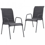 vidaXL 2 db antracitszürke rakásolható acél és textilén kerti szék